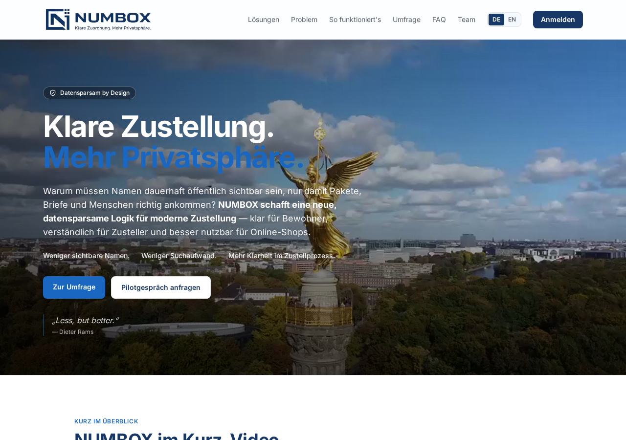 Live-Vorschau der Website numbox.de